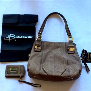 B. Makowsky Truffle Leather Satchel Bag